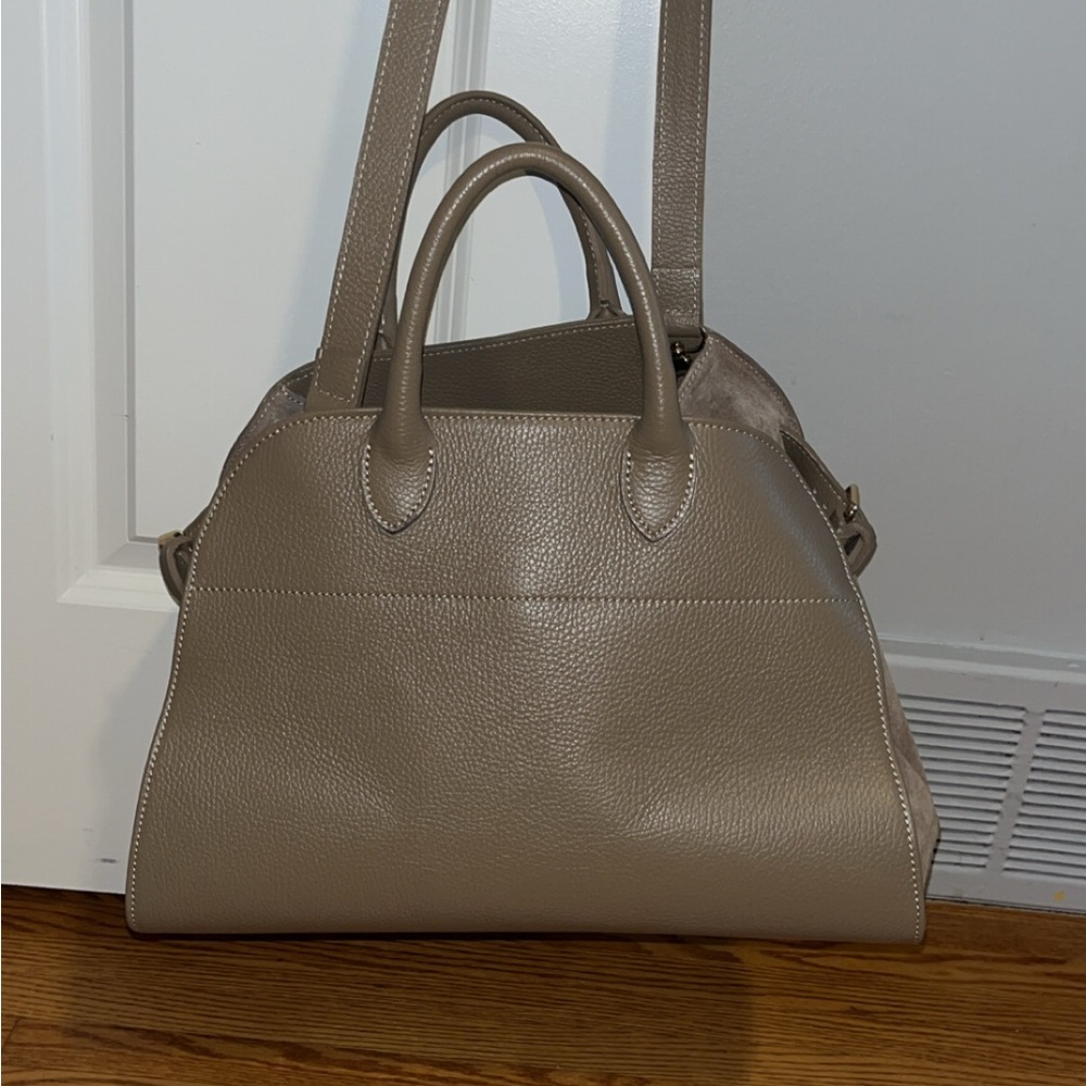 Anna Paola Taupe Leather Satchel